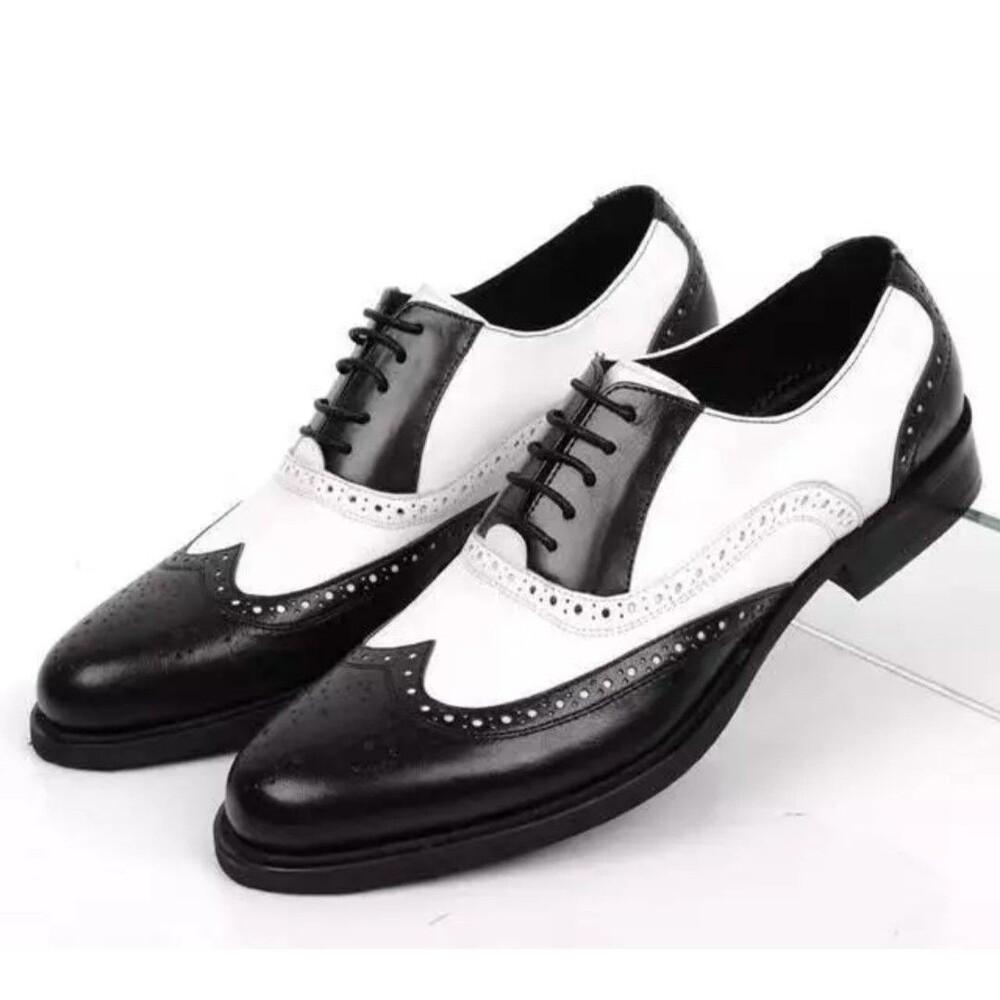 Men's Two Tone Wing Tip Lace up Formal Oxford Dress Shoes Brogue Wedding US